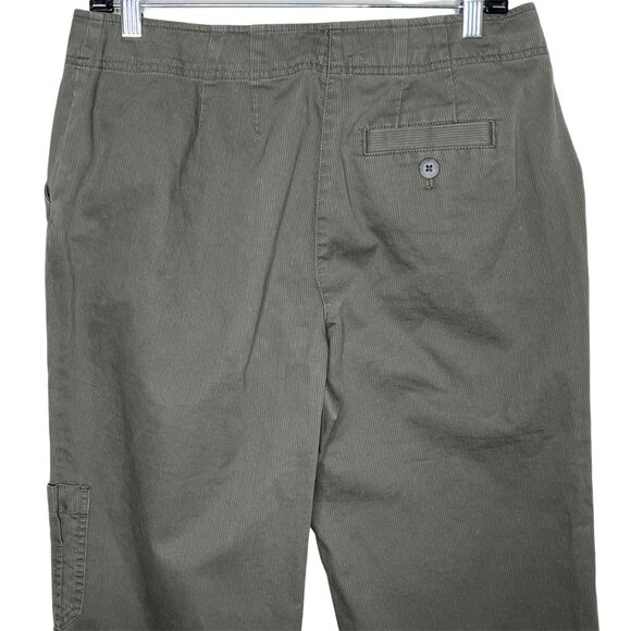 J Jill Petite 10P Olive Green Cropped Wide Leg Cotton Chino Pants - Picture 9 of 12